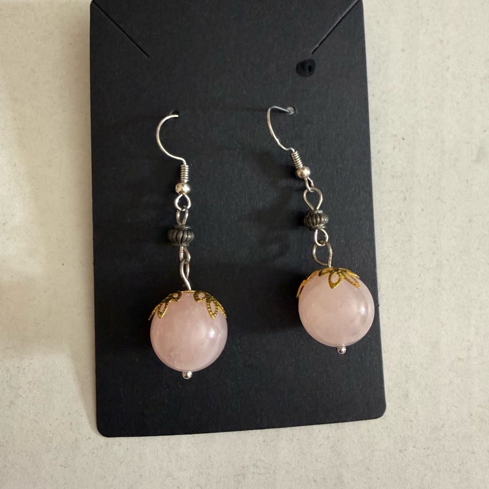 Elegant Pink and Gold Sphere Earrings